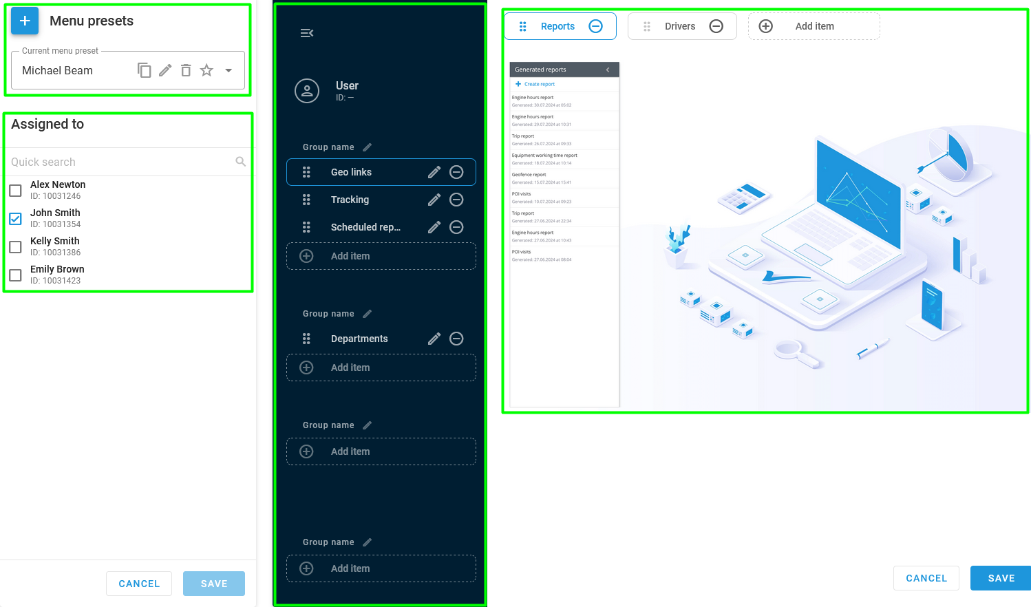 Menu editor